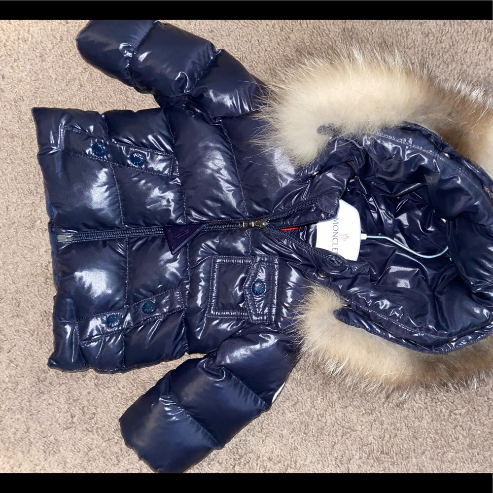 Baby moncler winter coat navy blue! 3-6 months
